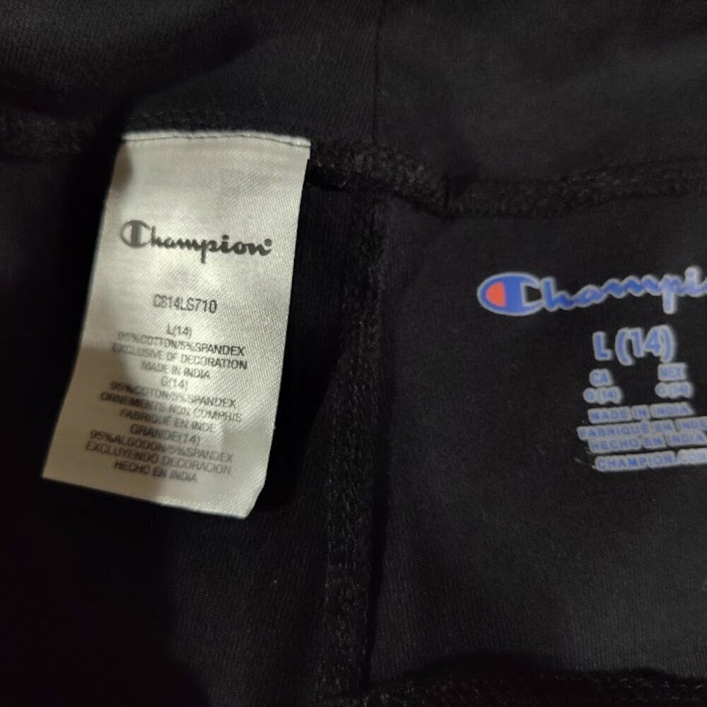 Champion Black Logo Spandex Leggings Size Large - Picture 7 of 10